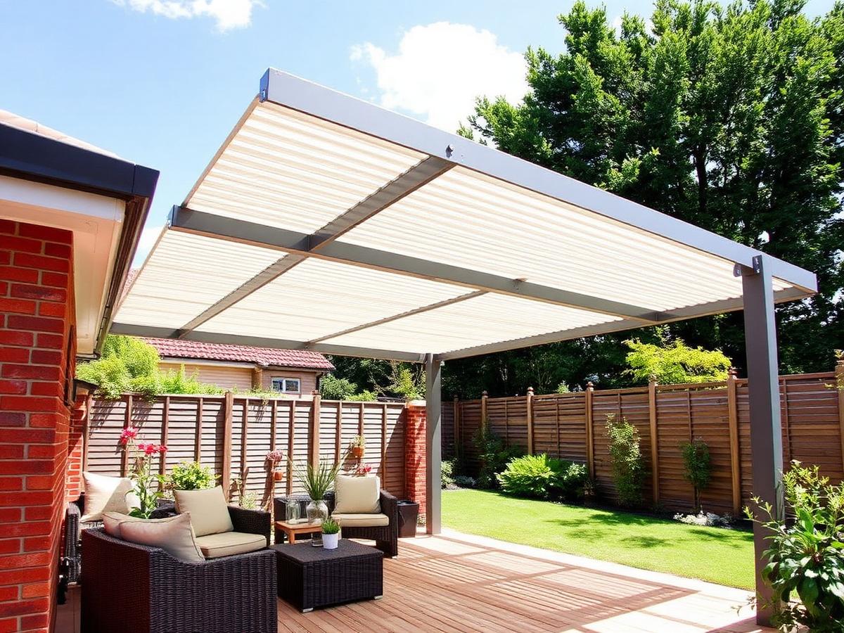 Aluminium pergola boven een terras